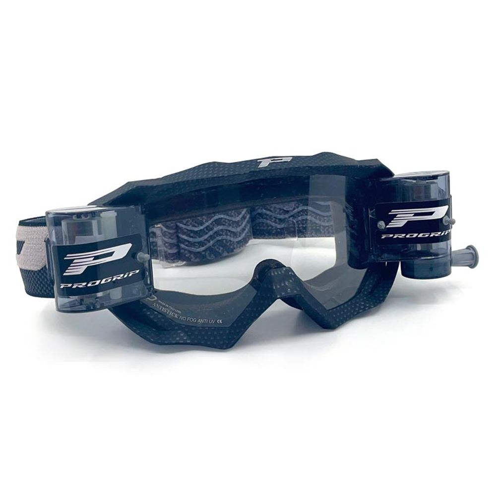 Progrip Goggle 3200ro - Roll Off Clear Lens - Carbonio - Grafite Offroad