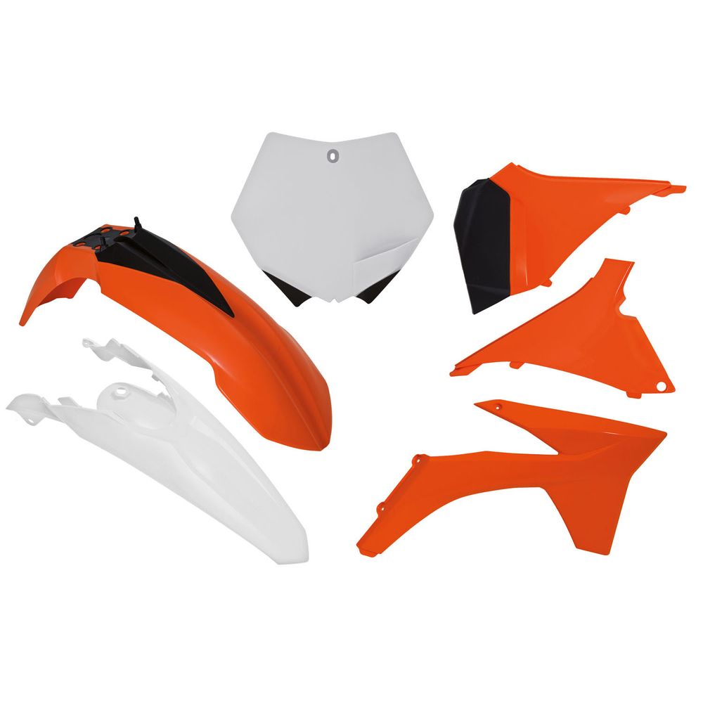 Plastics Kit 6 Pcs with Airbox Covers K Orange-white Replica Ktm - Grafite Offroad
