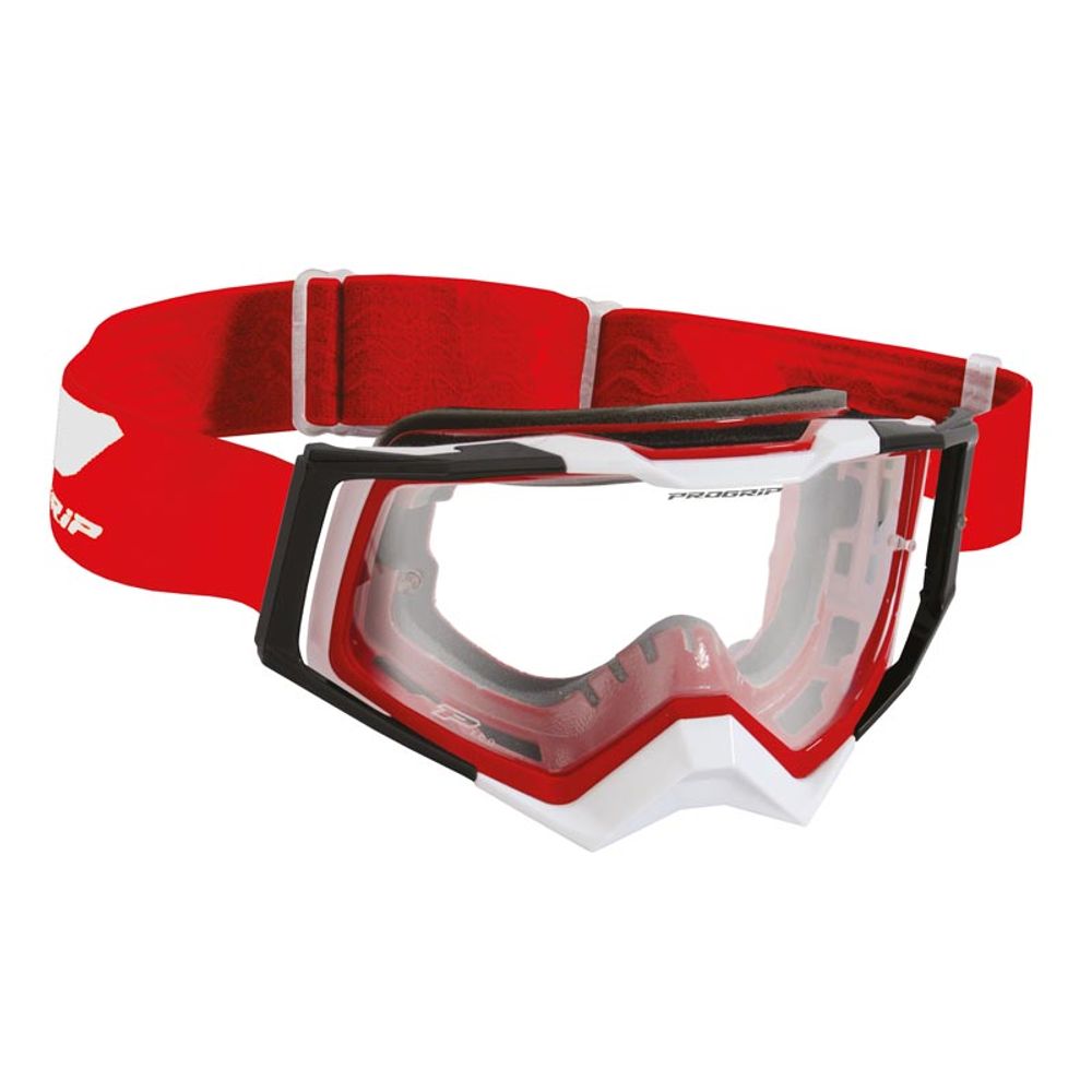 Gafas Progrip 3309 Rapid - Lente transparente de 1,2 mm de grosor, curvada, roja/blanca/negra