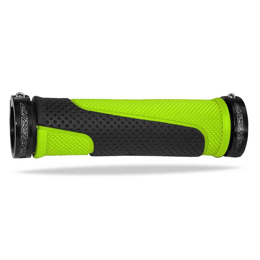 Puños Progrip 997 Mm 22 + Topes - Extremo Abierto - Doble Densidad - Verde Flúor/negro