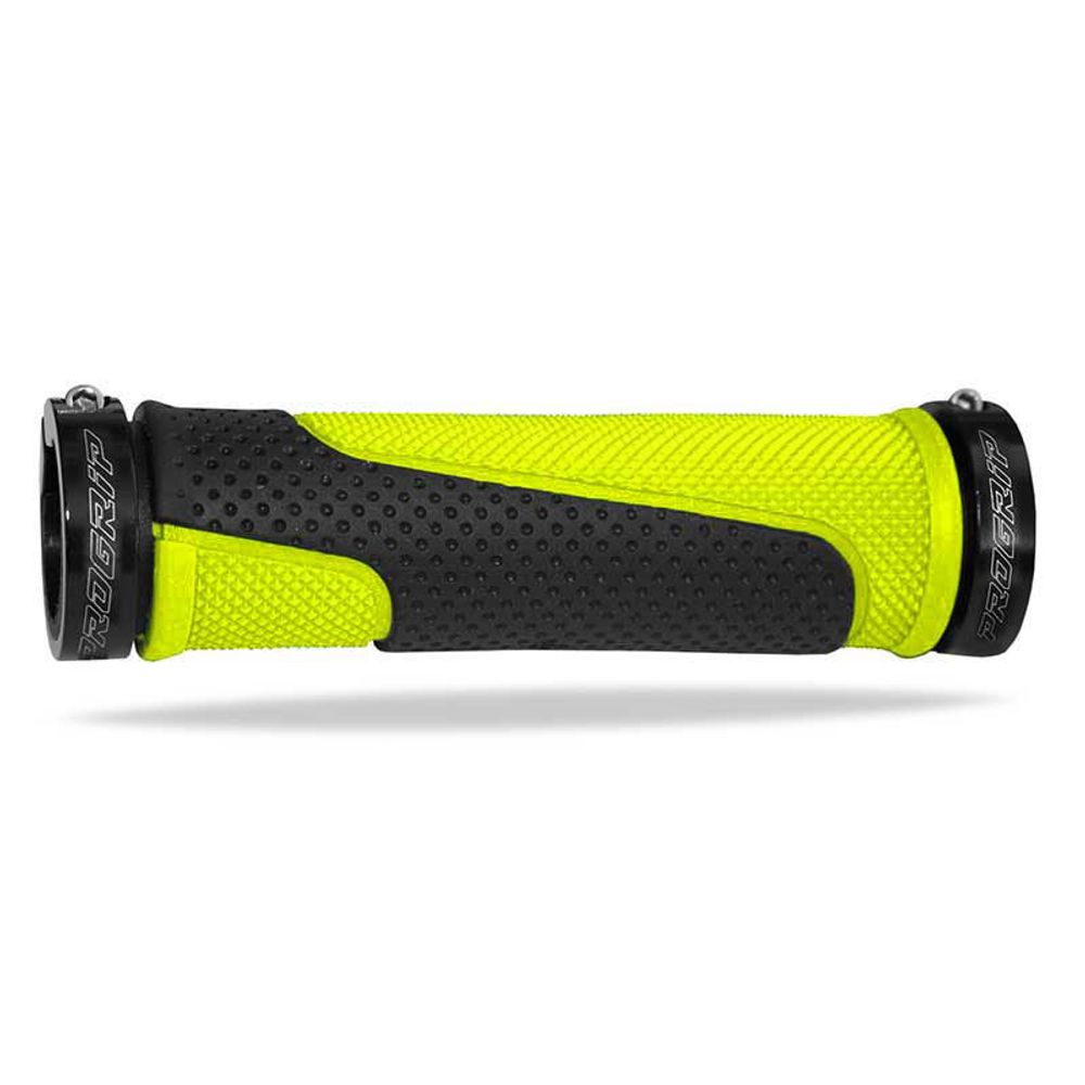 Puños Progrip 997 Mm 22 + Topes - Extremo Abierto - Doble Densidad - Amarillo Flúor/negro
