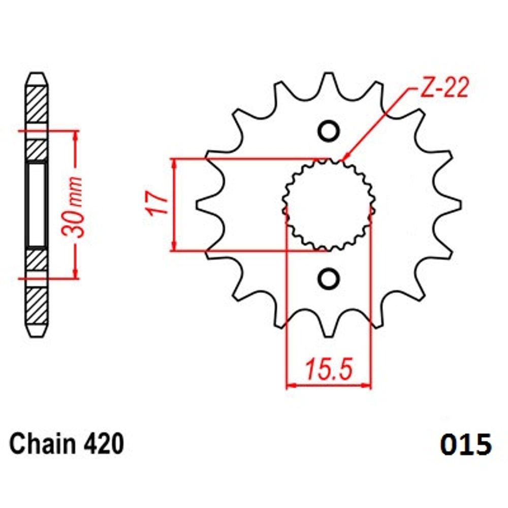 Ultralight Steel Front Sprocket (420-15t) Honda