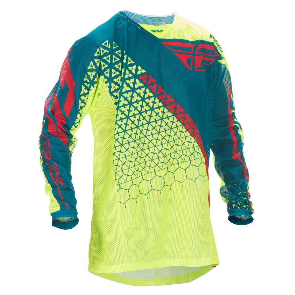 Fly Mesh Jrsy Hi-vis/teal Sm Kinetic Trifecta Mesh Jrsy - Grafite Offroad