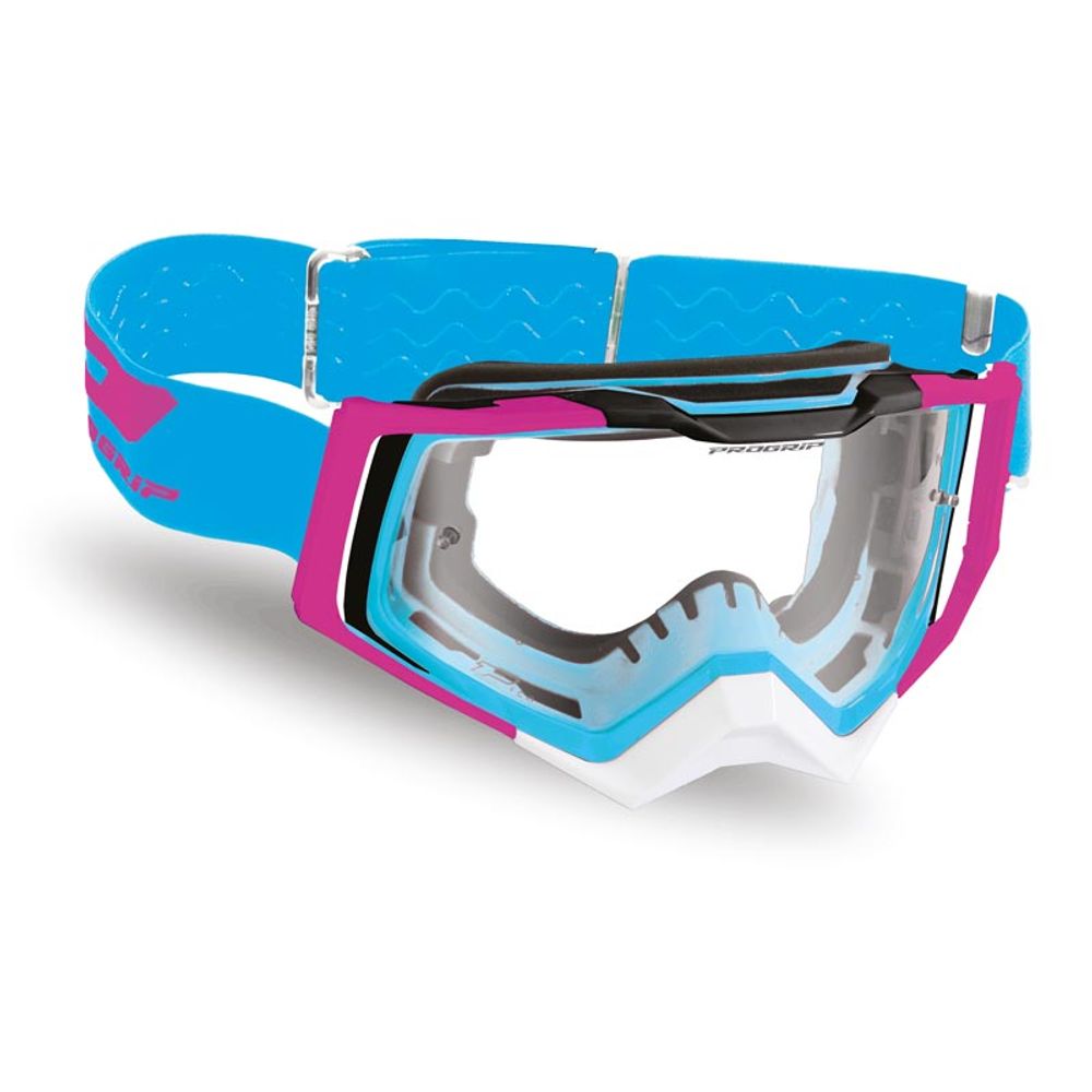 Progrip 3309 Gafas Rapid - Lente transparente de 1,2 mm de grosor curvada Turquesa/fucsia/negro