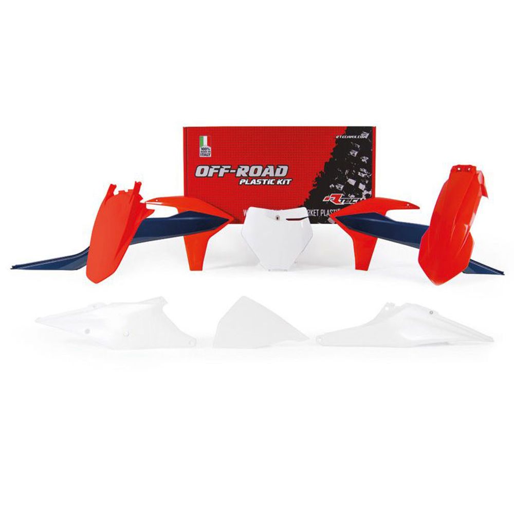Plastic Kit 6 Pcs with Air Box Cover Ktm Sx 19-22 Orange Blue White Color - Grafite Offroad