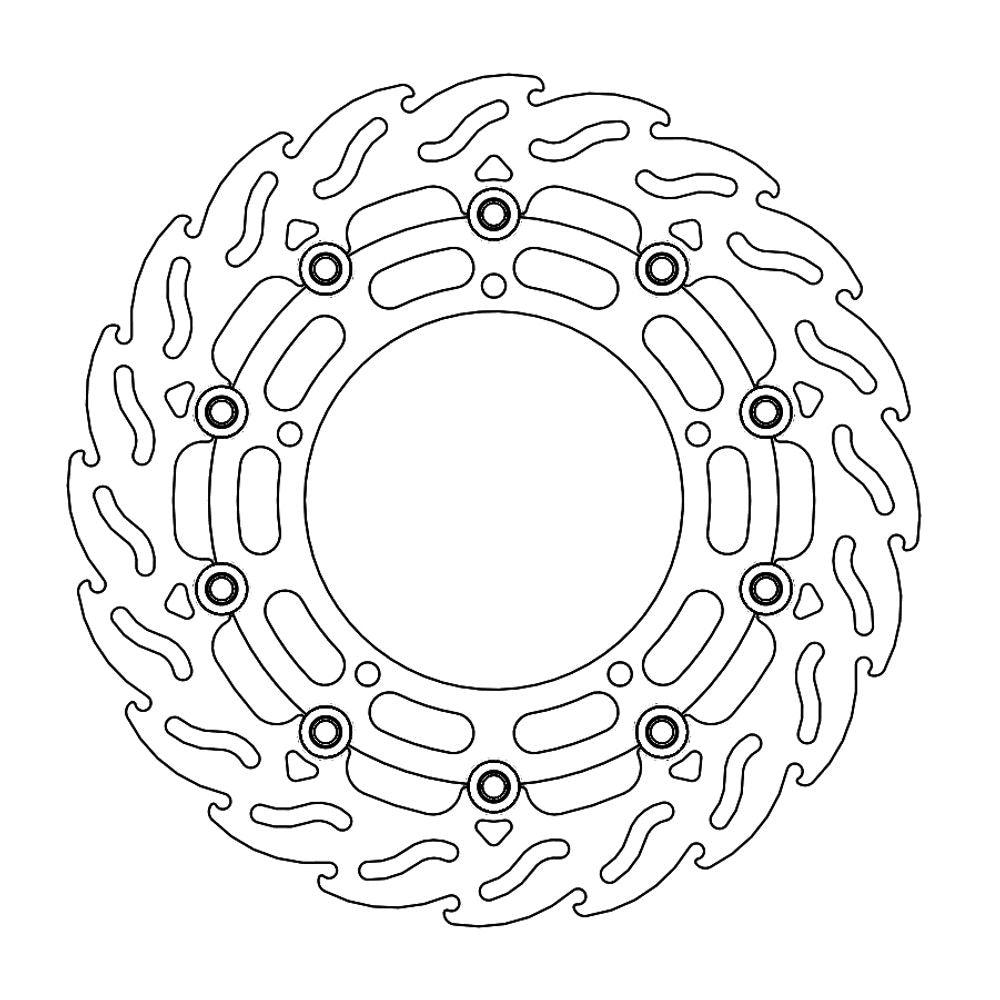Brake Disc Road Flame - Floating - Front Left - Yamaha: Yzf R6, Fz6, Fz6 600 Fazer/abs, Mt-03, Xj6 Diversion/abs - Grafite Offroad
