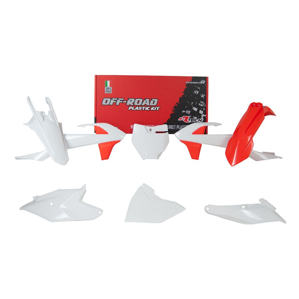 Plastics Kit 6 Pcs with Airbox Covers K Orange-white Replica Ktm - Grafite Offroad