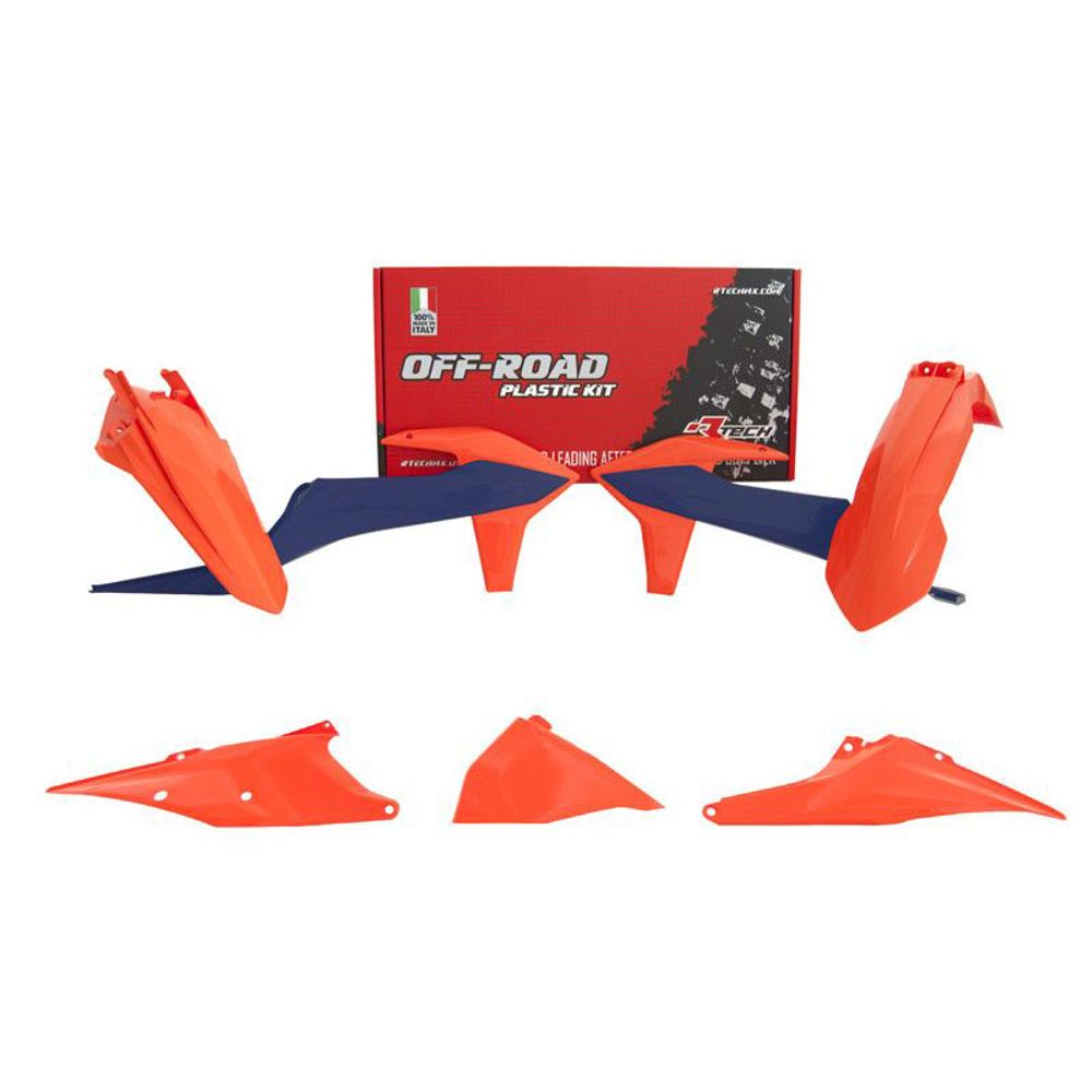 Plastic Kit 5 Pcs with Air Box Cover Ktm Exc Exc-f 20-22 Orange Blue Color - Grafite Offroad