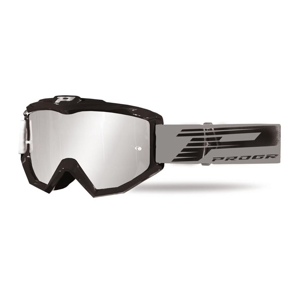 Progrip Goggle 3201fl - Multilayered Lens - Mirrored Silver - Black - Grafite Offroad