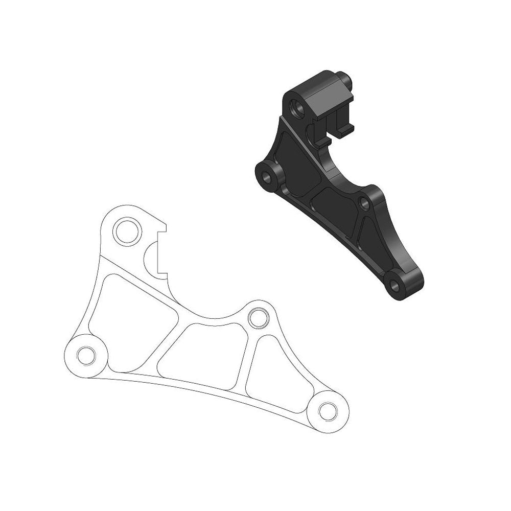 Supermoto Street Brake Caliper Adapter 320mm Rotor - Front - Kawasaki - Grafite Offroad