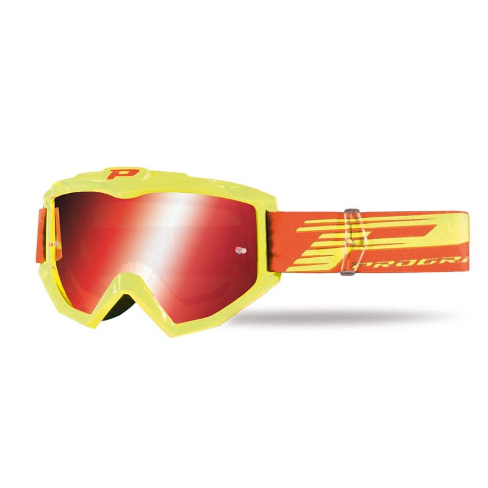 Progrip Goggle 3201fl - Multilayered Lens - Mirrored Red - Fluo Yellow - Grafite Offroad