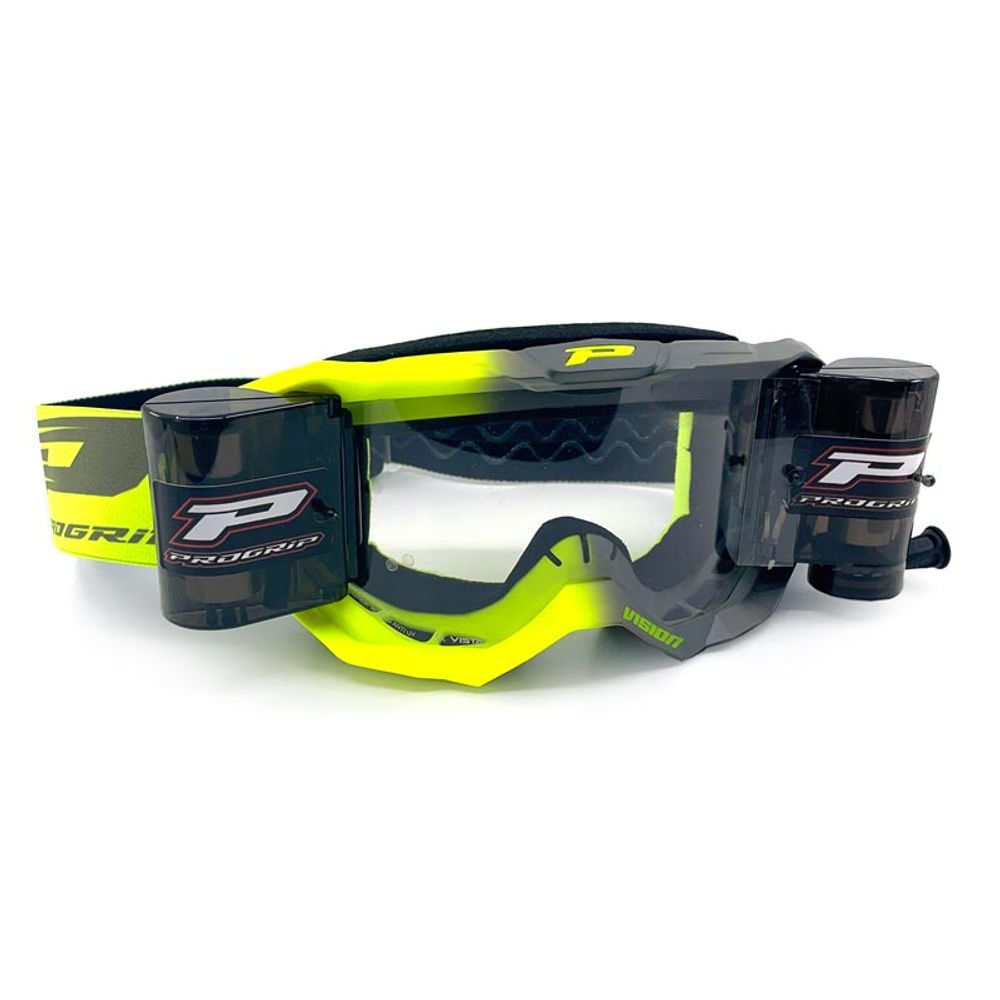 Gafas Progrip 3300 Vision - Lente Transparente con Sistema Roll Off - Amarillo Flúor/Gris