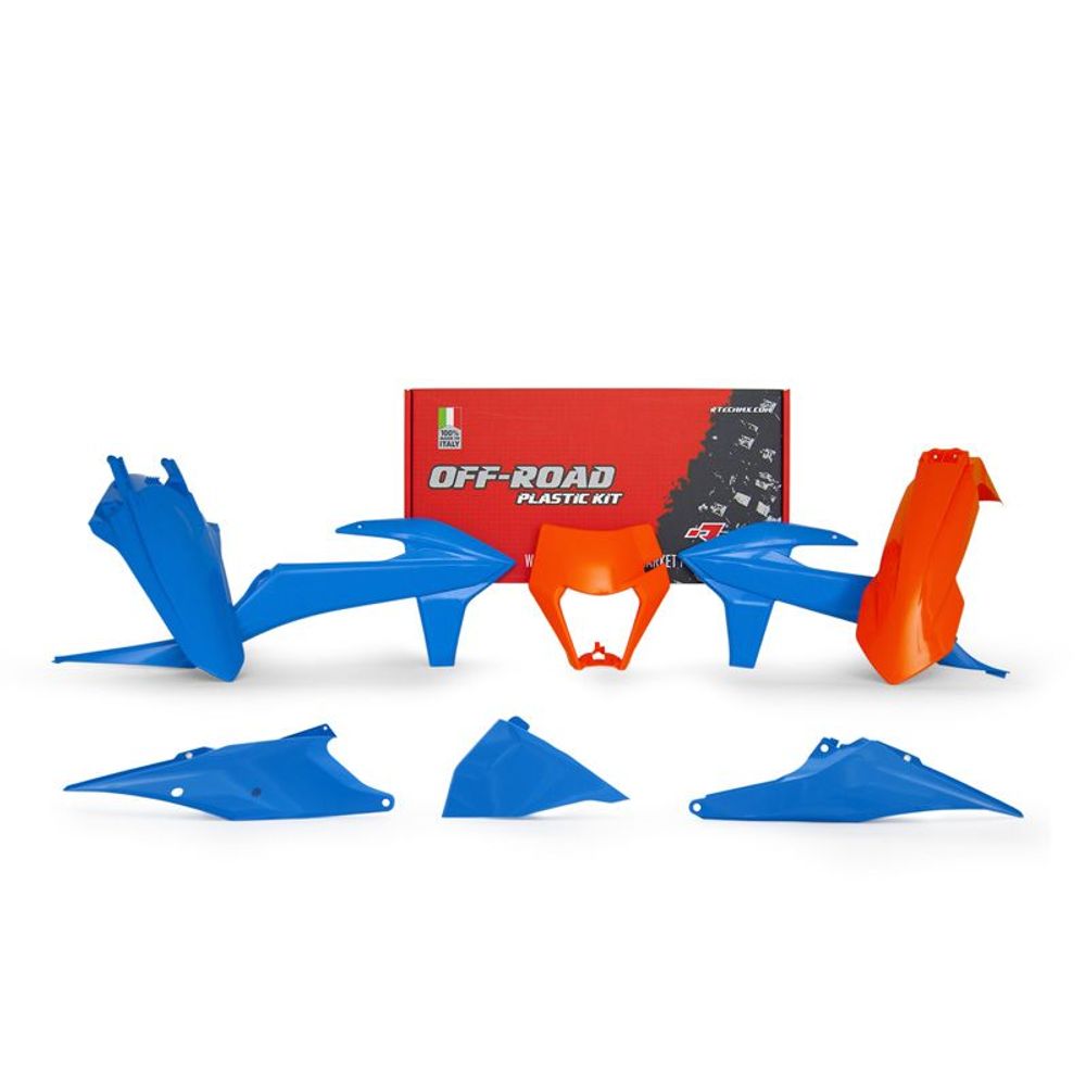 Plastics Kit 6 Pcs with Left Airbox Cover and Orange Headlight Plastic Orange-light Blue - Grafite Offroad