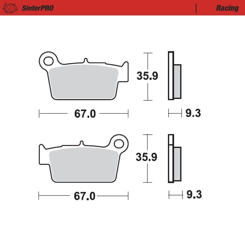 Sinter Brake Pads - Rear - Sinter Pro Racing (ece90) - Nissin Yamaha, Suzuki, Kawasaki Compatible - Grafite Offroad