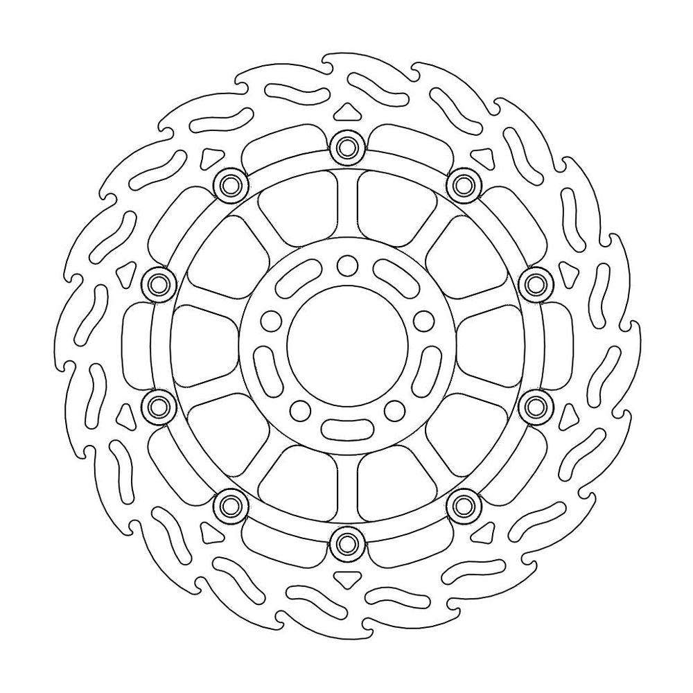 Brake Disc Road Flame - Floating - Front Right - Kawasaki: Zx-6r, Zx-9r - Grafite Offroad