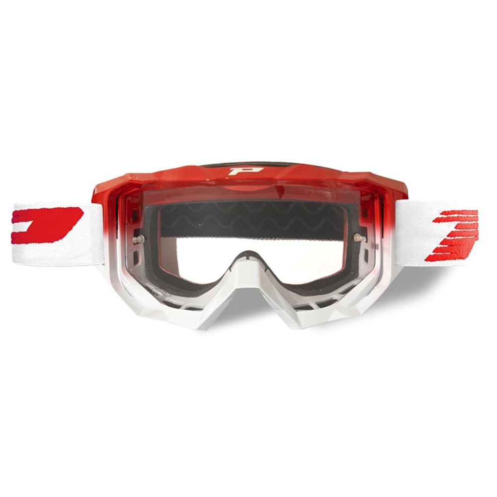 Progrip Goggle 3200fl - Trasparent Lens Duo Layered - Red/white - Grafite Offroad