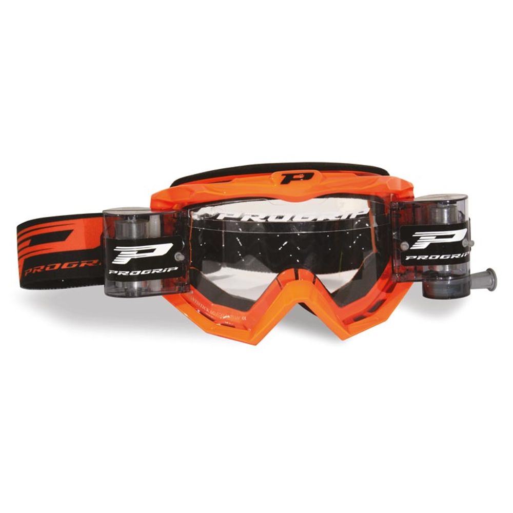 Progrip Goggle 3201ro - Roll Off Clear Lens - Fluo Orange - Grafite Offroad