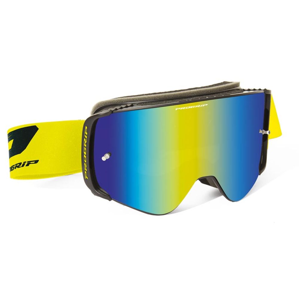 Progrip Goggle 3206 Advance - Magnetic Lens - Mirrored Fluo Yellow Lens Yellow - Grafite Offroad