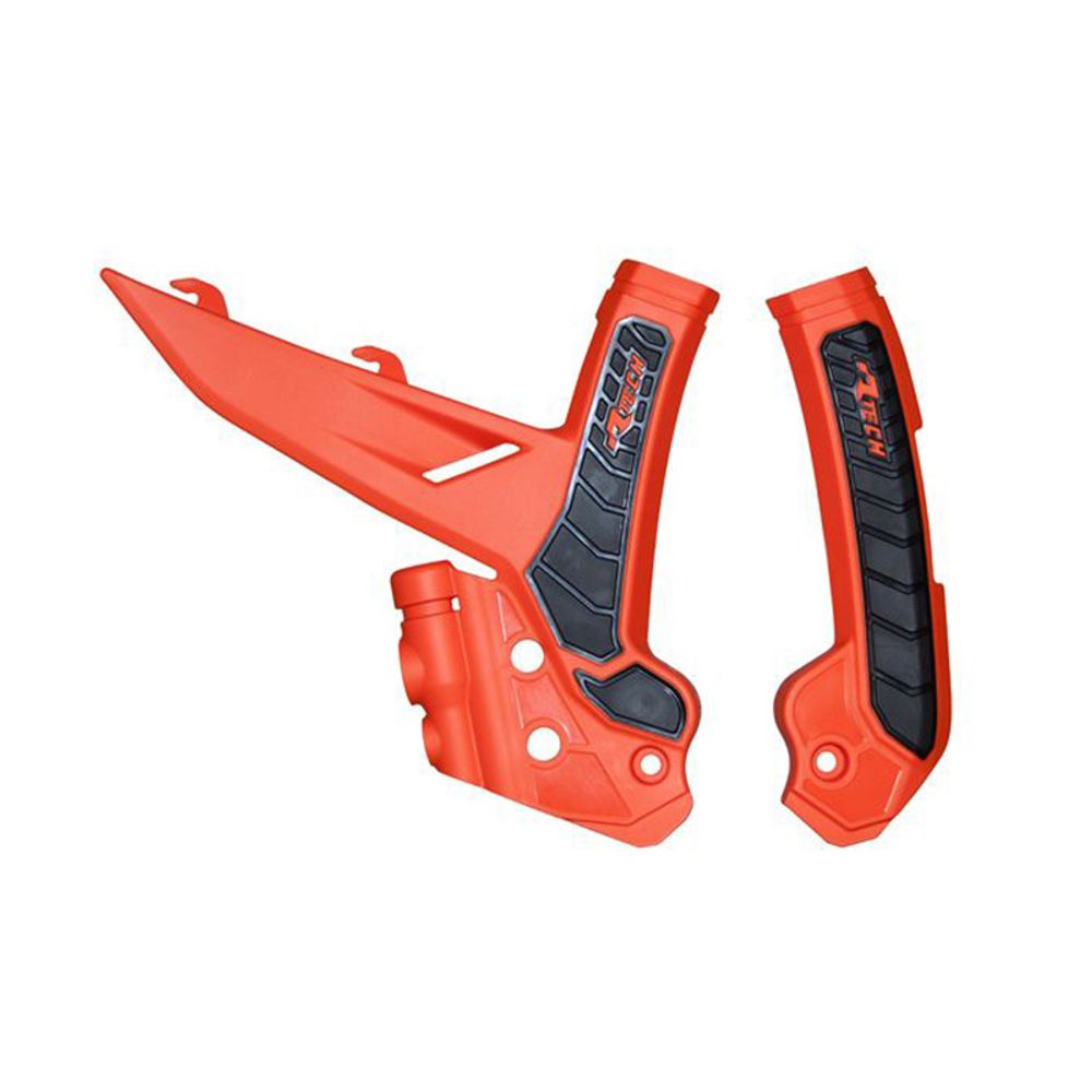 Plastic Frame Protectors Bi-material Orange/black Replica Ktm - Grafite Offroad