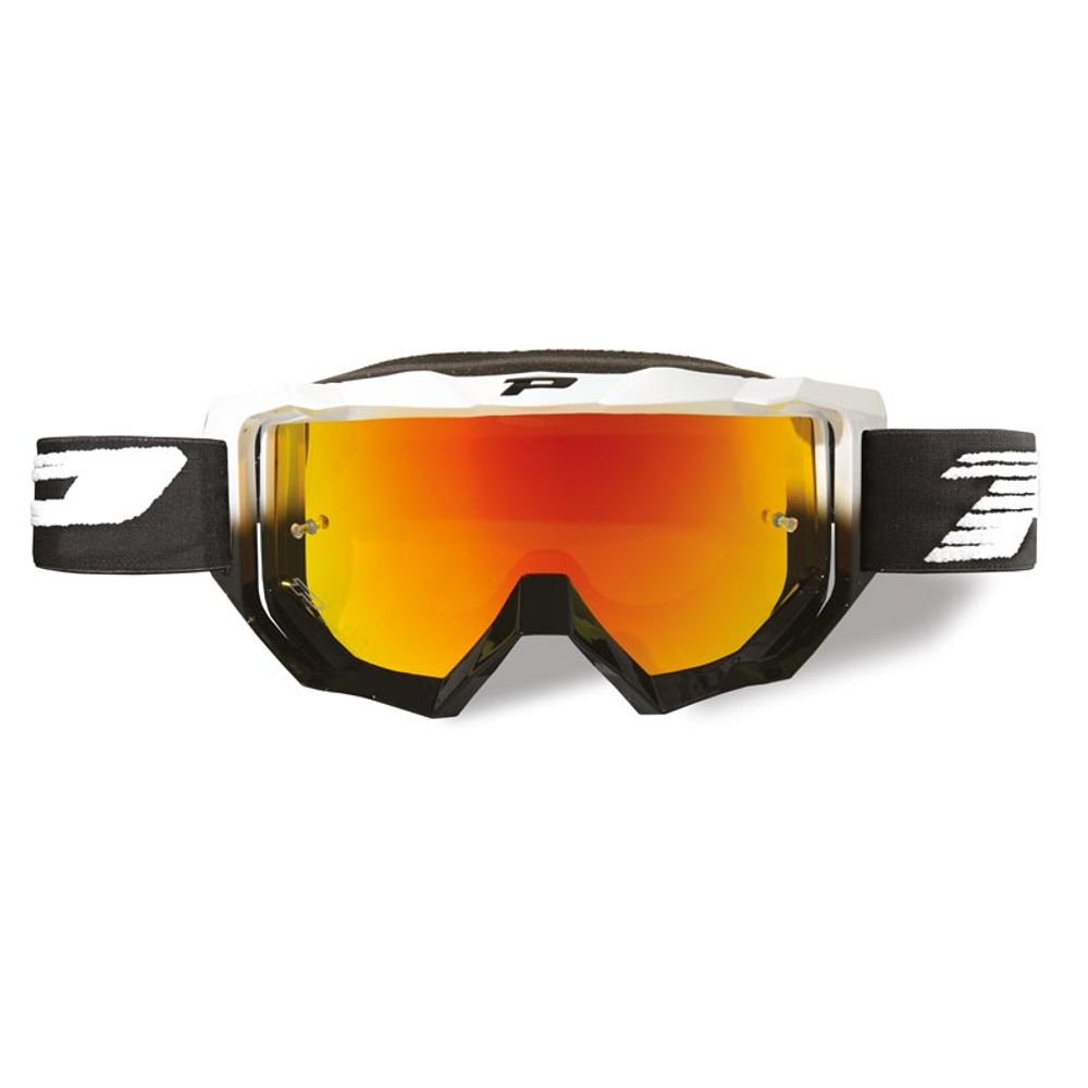 Progrip Goggle 3200fl - Multilayered Lens - Mirrored Red - White/black - Grafite Offroad
