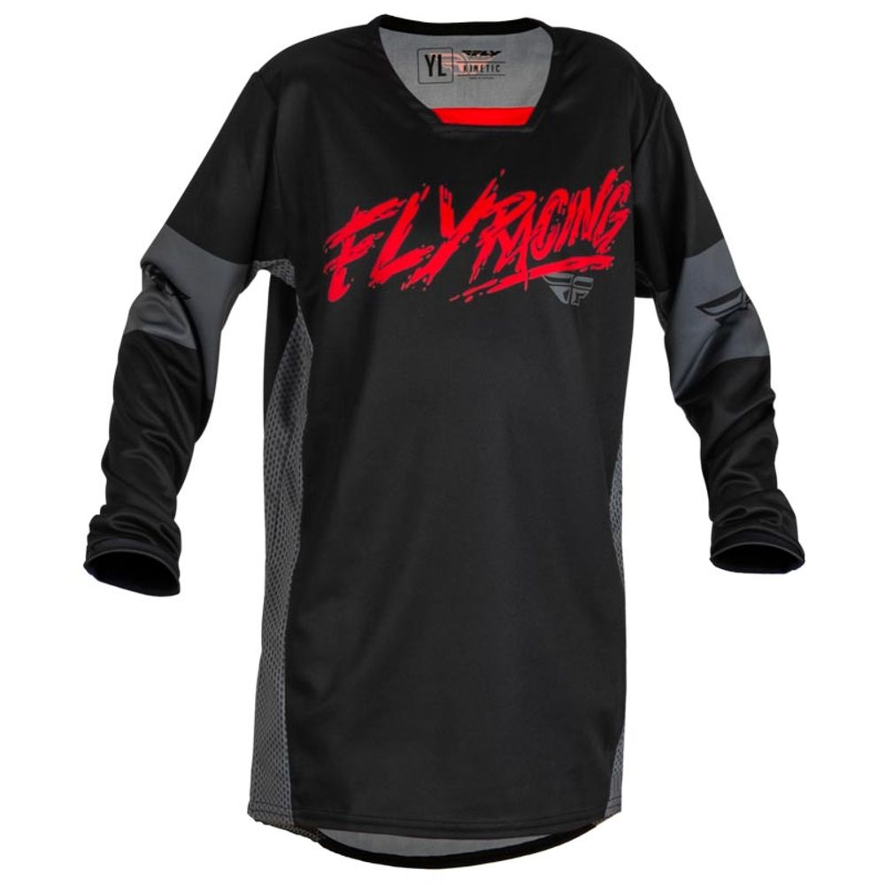 Kinetic Khaos Jersey Black/red/grey Yx Youth - Grafite Offroad
