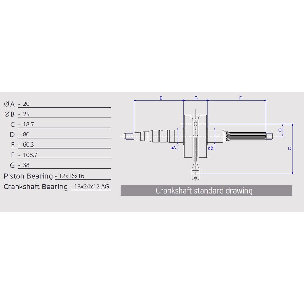 Crankshaft, Pin Ø 12 mm - Grafite Offroad