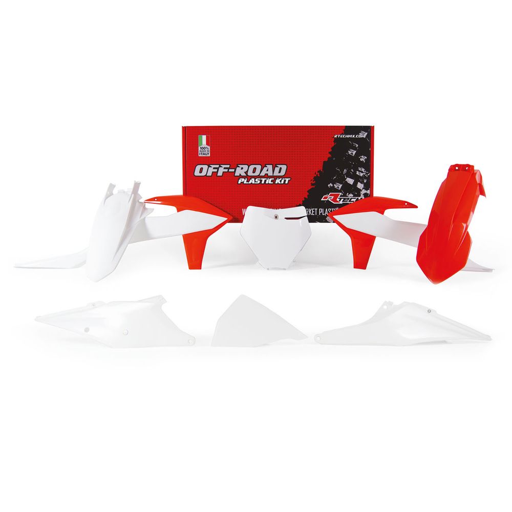 Plastics Kit 6 Pcs with Left Airbox Cover Orange-white Replica Ktm - Grafite Offroad
