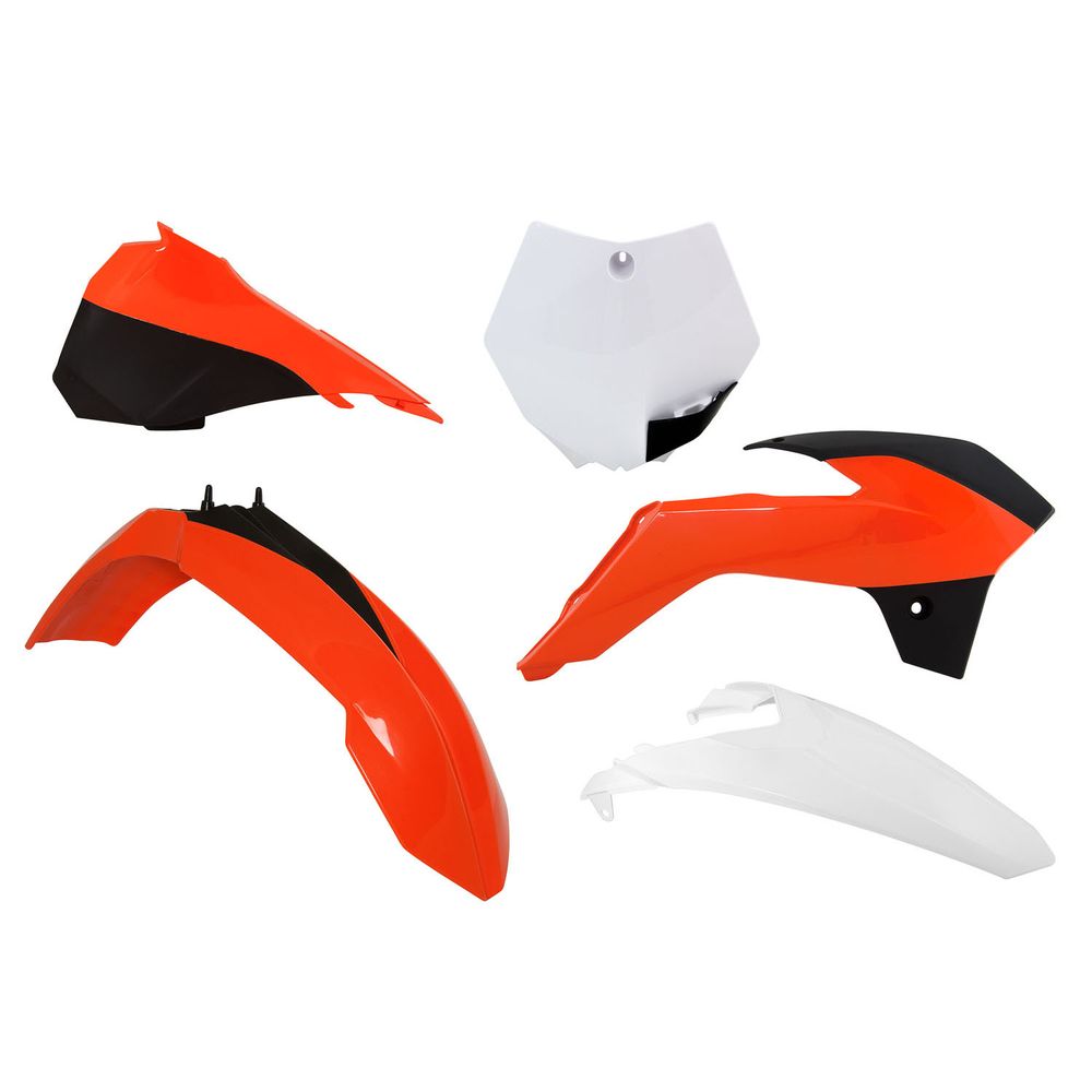 Plastics Kit 5 Pcs with Left Airbox Cover K Orange-white Replica Ktm - Grafite Offroad
