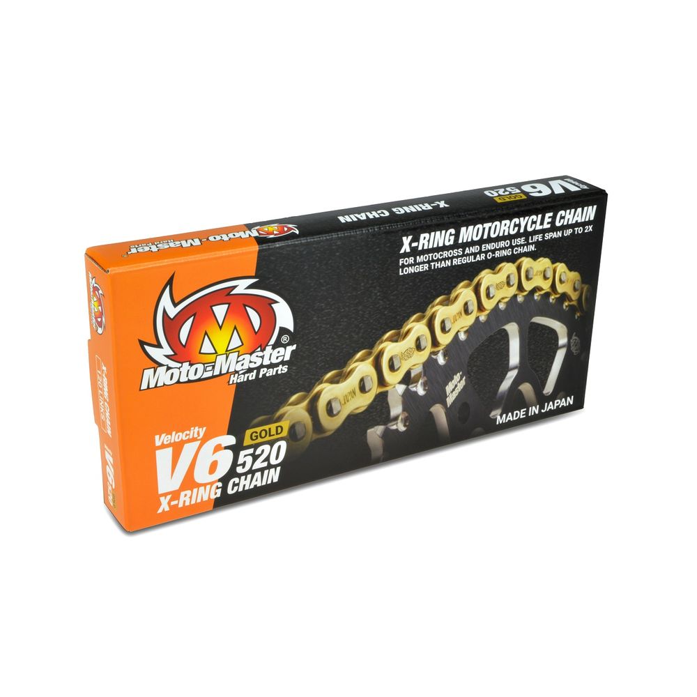 Chain V6-520 Gold - with X-ring - (120 Links, with Press) - Grafite Offroad
