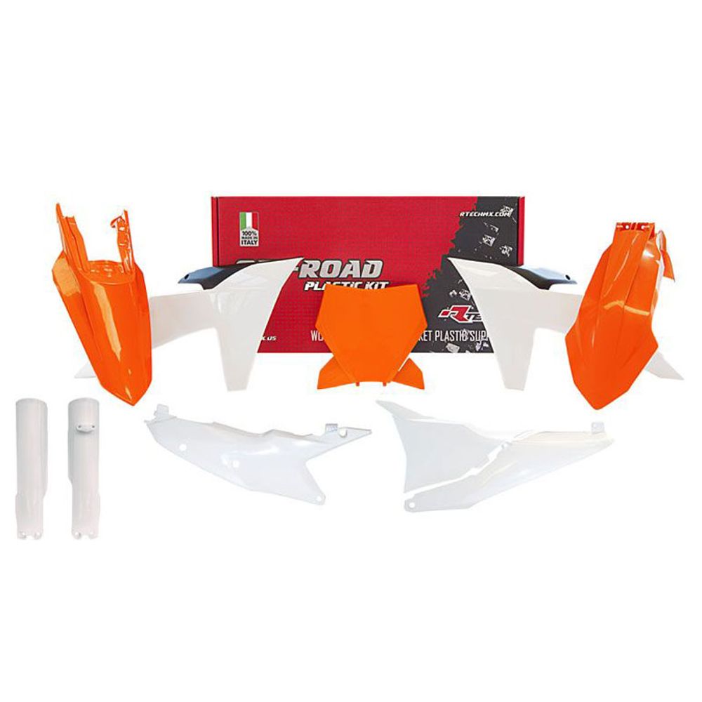 Plastic Kit 6 Pcs with Air Box Cover and Fork Protetector Ktm Sx / Sx-f Orange Black White Color - Grafite Offroad