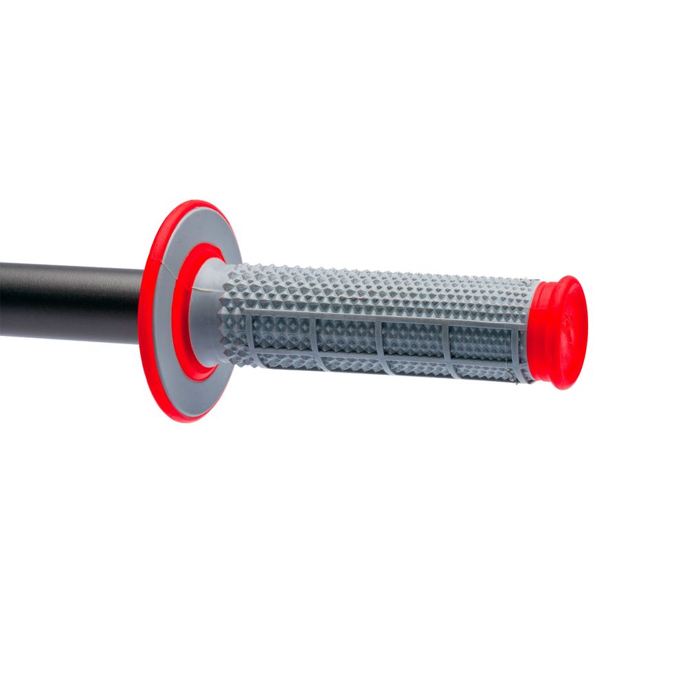Dual Tapered Mx Grips | Half Waffle | Grey-red - Grafite Offroad