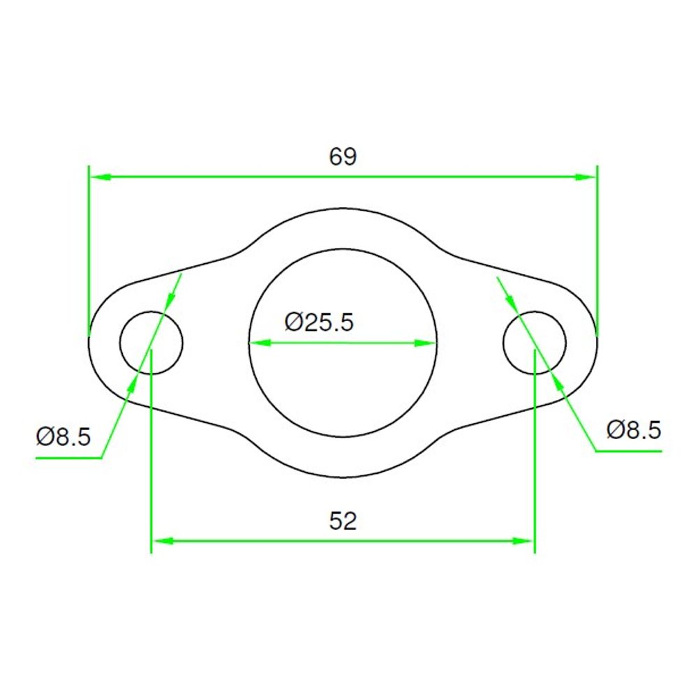 Exhaust Manifold Gasket, Hole Center Distance 52mm Holes D. 8,5mm - Grafite Offroad