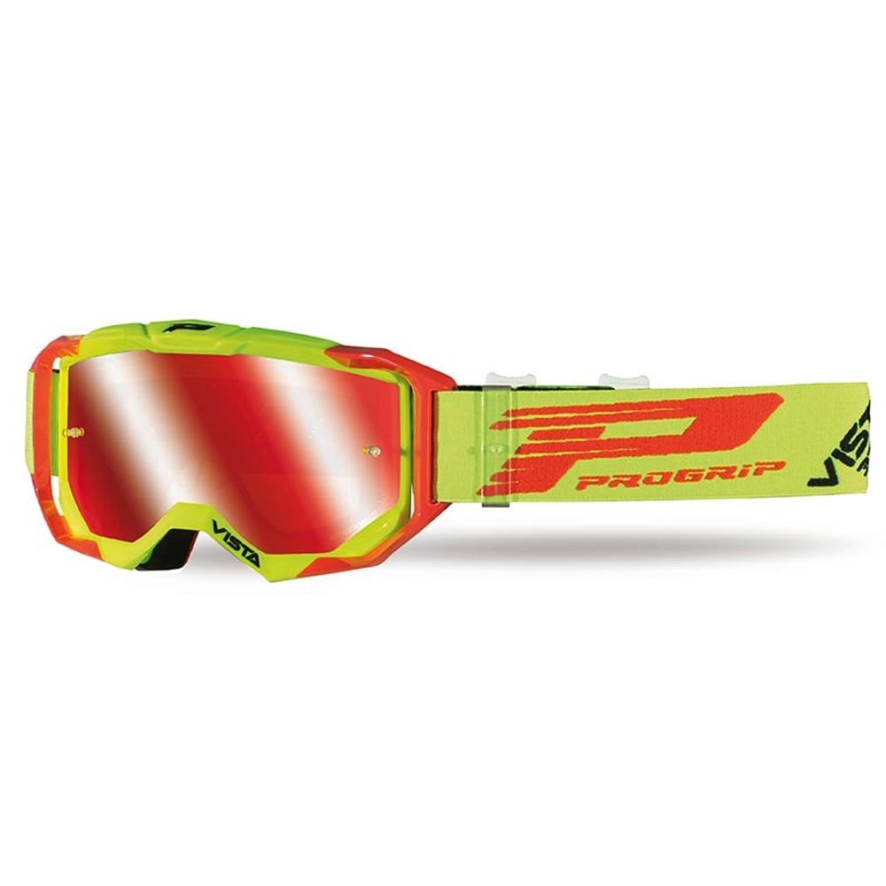 Gafas Progrip 3303 Vista - Lente multicapa de espejo - Flúor/rojo - Lente roja