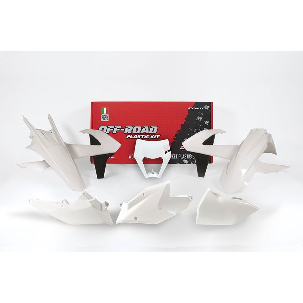 Plastics Kit 6 Pcs with Left Airbox Cover and White Headlight Plastic White-black Replica Ktm - Grafite Offroad