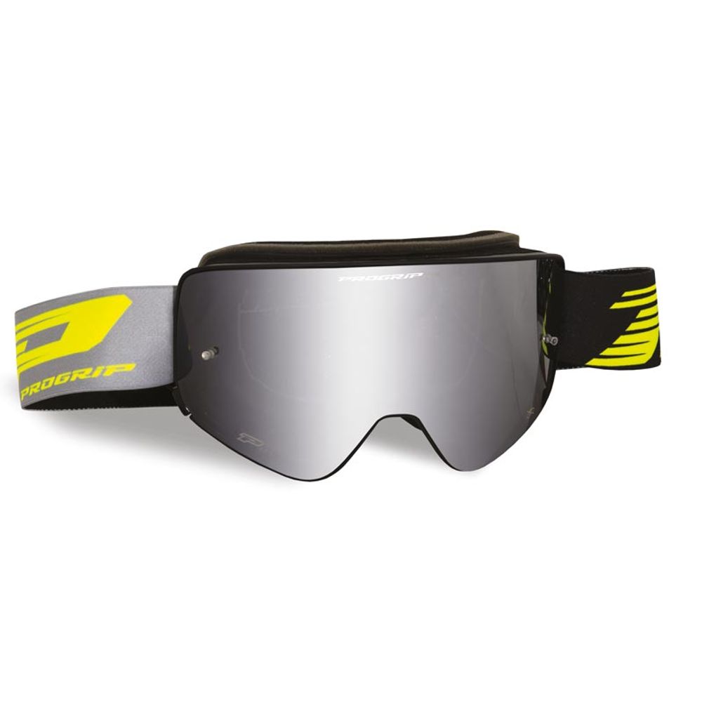 Progrip Goggle 3205 Black Matt - Magnetic Lens - Mirrored Silver - Grafite Offroad