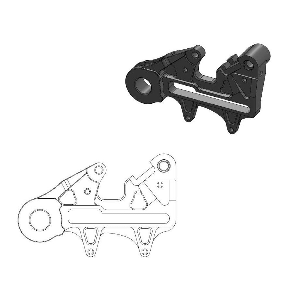 Off-road Brake Caliper Adapter 240 Mm Rotor - Rear - Black - Ktm, Husqvarna, (including Enduro Axle Adapter) - Grafite Offroad