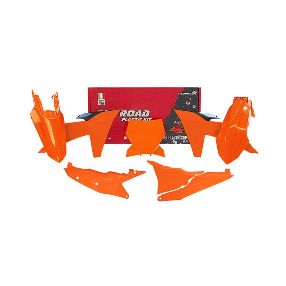 Plastic Kit 6 Pcs with Left Airbox Cover with Factory Number Plate Replica Ktm Orange