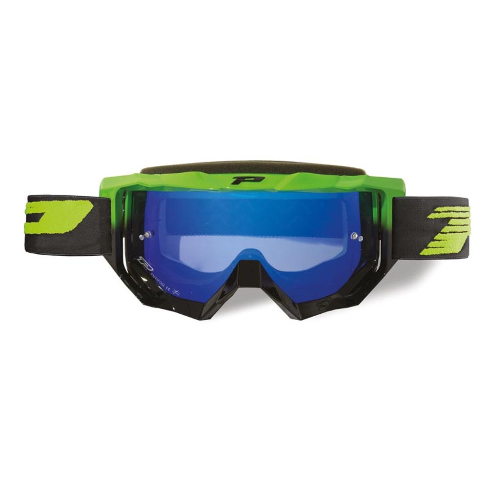 Progrip Goggle 3200fl - Multilayered Lens - Mirrored Light Blue - Green/black - Grafite Offroad