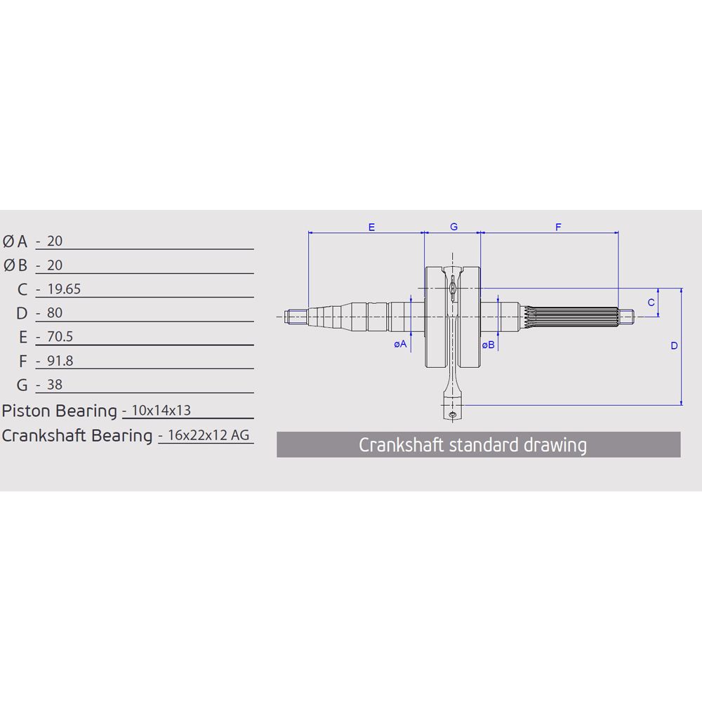 Racing Crankshaft, Pin Ø 10 mm - Grafite Offroad