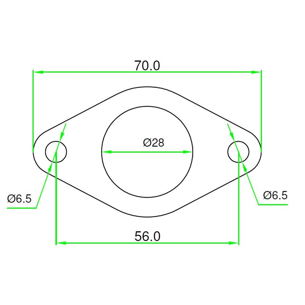 Exhaust Manifold Gasket, Hole Center Distance 56mm Holes D. 6,5mm