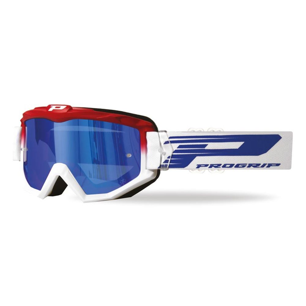 Progrip Goggle 3201fl - Multilayered Lens - Mirrored Red- Red/white - Grafite Offroad