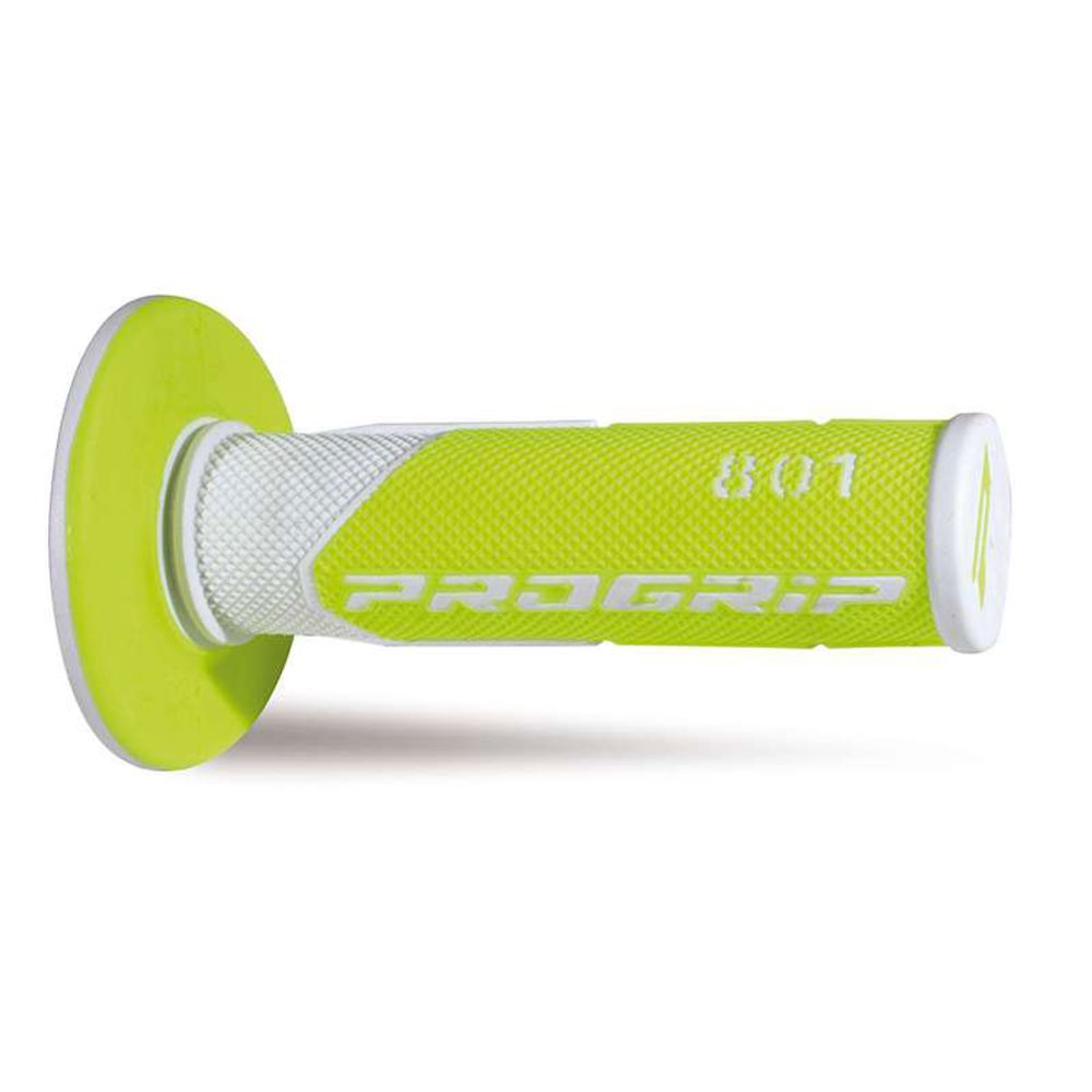 Puños Progrip 801 Mm 22/25 - Doble Densidad - Blanco/Amarillo flúor