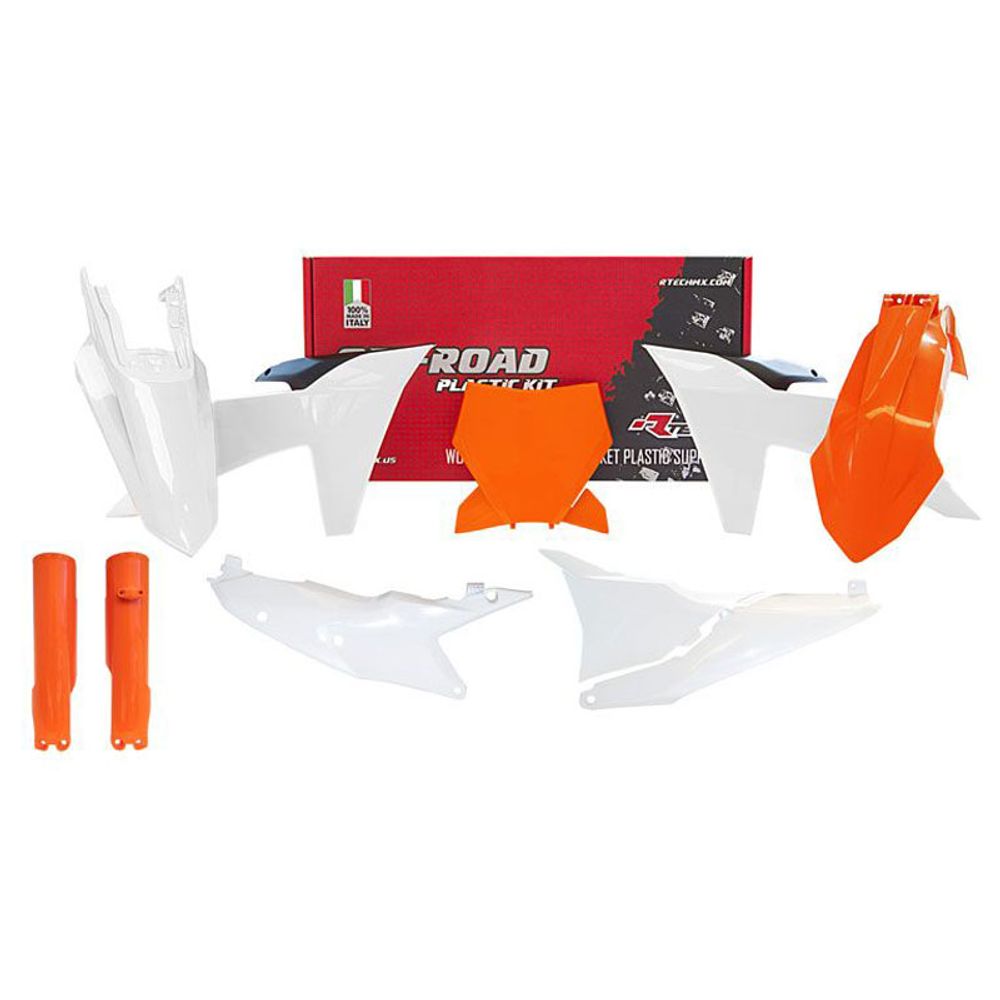 Plastic Kit 6 Pcs with Air Box Cover and Fork Protetector Ktm Sx / Sx-f Orange Black White Color - Grafite Offroad