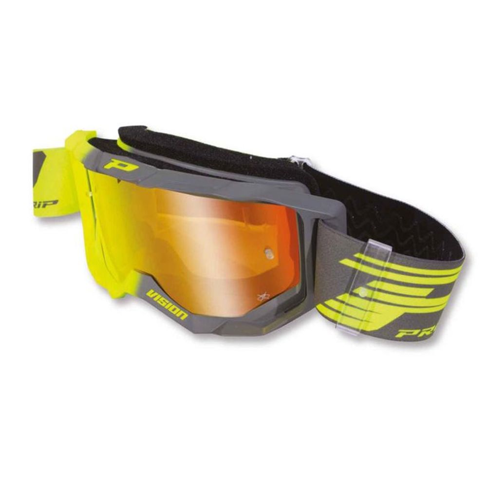 Progrip 3300 Gafas Vision - Lente Multicapa Espejo - Amarillo Flúor/gris - Lente Roja