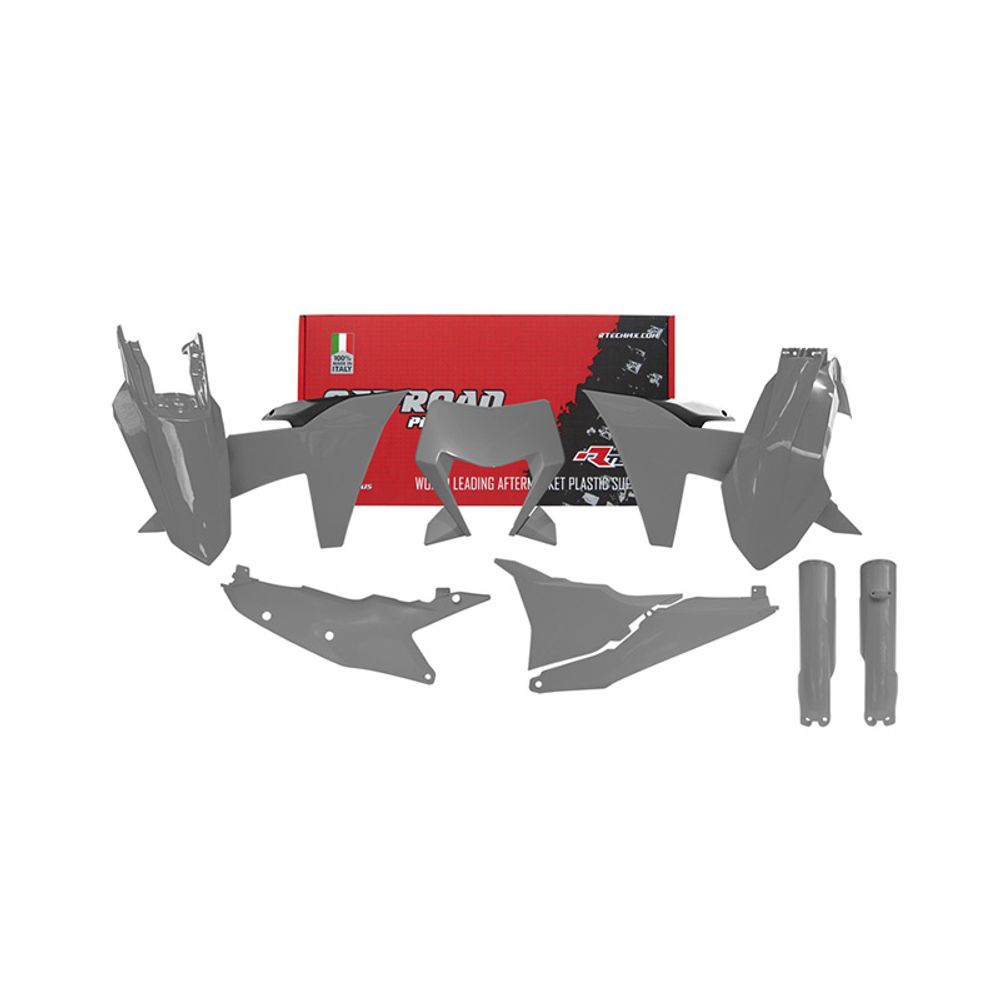 Kit Plastiche 7 Pezzi Con Coperchio Laterale Cassa Filtro E Mascherina Porta Faro E Parasteli Replica Ktm Grigio