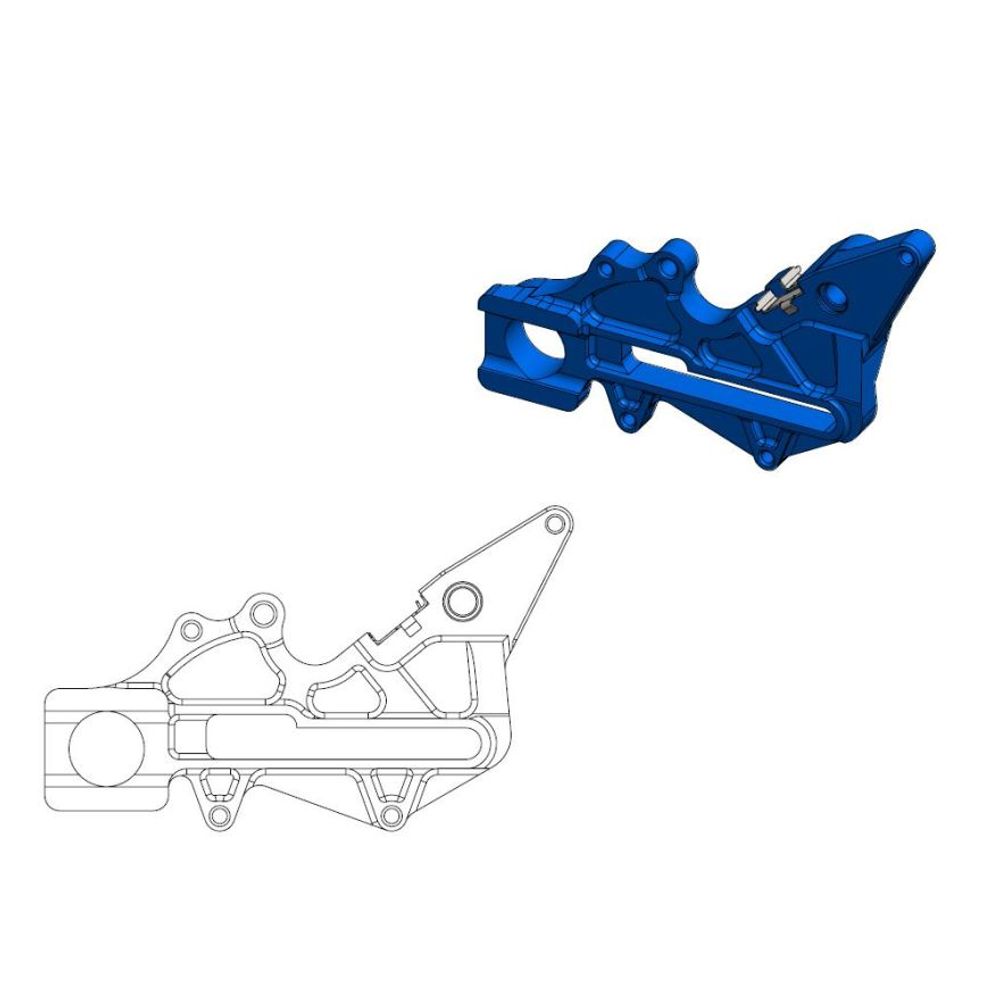 Off-road Brake Caliper Adapter 220mm Rotor - Rear - Blue - Husqvarna: Factory, Incl. Clip for Magura Caliper - Grafite Offroad
