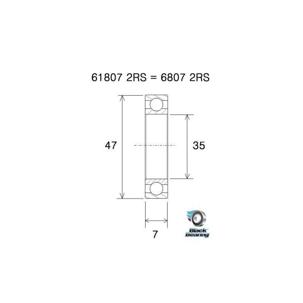 STANDARD BEARING MEASURE (35 x 47 x 7 mm) B3 -- COD. ( 6807-2RS / 61807-2RS - 35 47 7 - 35477 - 35x47x7 ) - Grafite Offroad