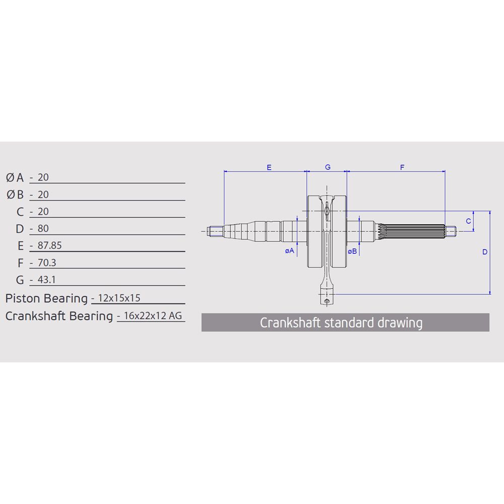 Racing Crankshaft, Pin Ø 12 mm - Grafite Offroad