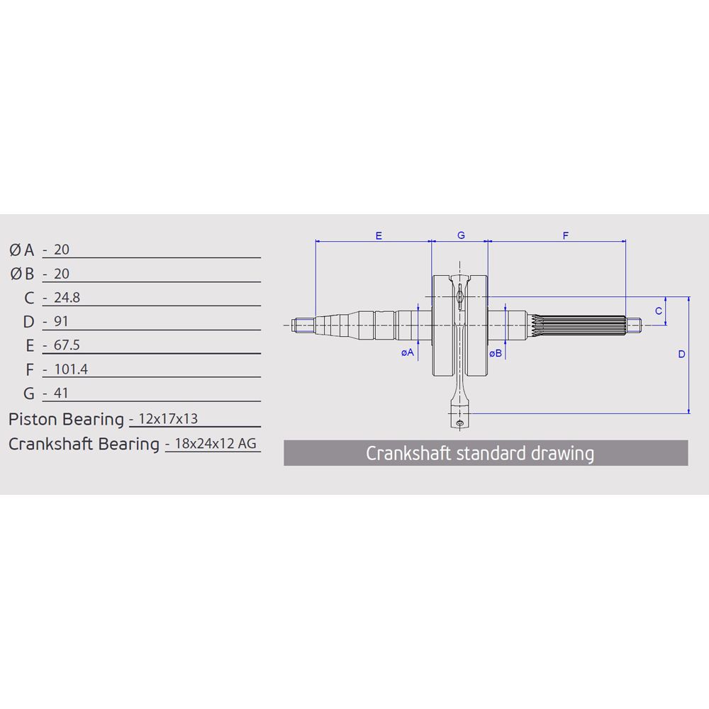 Crankshaft, Pin Ø 12 mm - Grafite Offroad