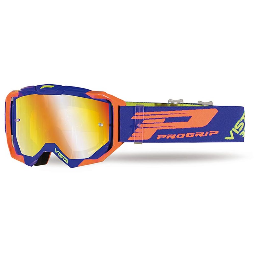 Gafas Progrip 3303 Vista - Lente multicapa de espejo - Azul/naranja flúor - Lente amarilla